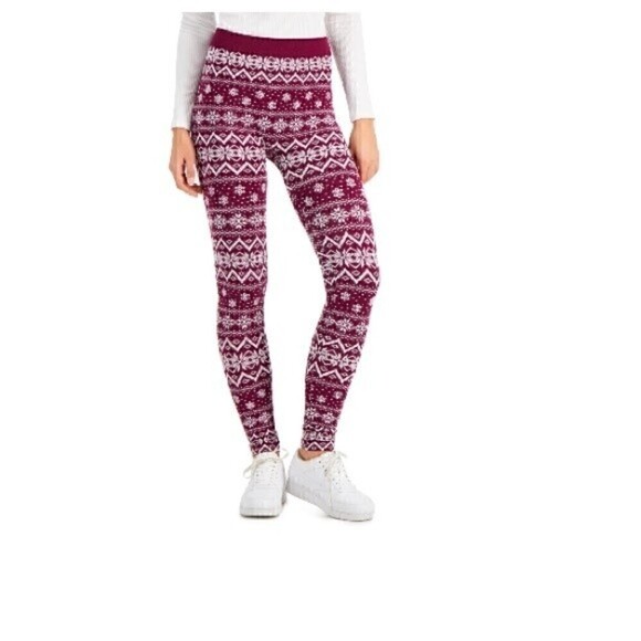 Hippie Rose Juniors' Fleece-Lined Leggings pants red Size S - Picture 1 of 3